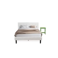 Nl19Q-1Bf12 2 Pc Queen Size Bed Set - 1 Bed Frame White Velvet Fabric Headboard And 1 Nightstand - Clover Green Finish Nightstand