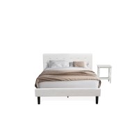 Nl19Q-1Bf14 2 Piece Bedroom Set - 1 Queen Bed White Velvet Fabric Headboard And 1 Modern Nightstand - Urban Gray Finish Nightstand