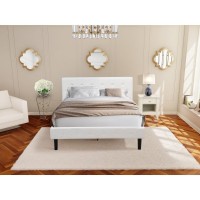 Nl19Q-1Ga0C 2 Pc Bed Set - 1 Wood Bed White Velvet Fabric Headboard And 1 Nightstand - Wire Brushed Butter Cream Finish Nightstand