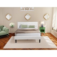 Nl19Q-1Ga12 2 Piece Bedroom Set - 1 Platform Bed White Velvet Fabric Headboard And 1 Nightstand - Clover Green Finish Nightstand