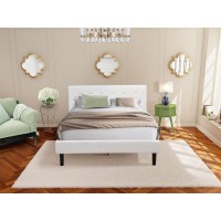 Nl19Q-1Go12 2 Piece Bed Set - 1 Queen Bed White Velvet Fabric Headboard And 1 Nightstand Bedroom - Clover Green Finish Nightstand