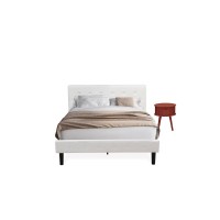 Nl19Q-1Go13 2 Piece Bed Set - 1 Queen Bed White Velvet Fabric Headboard And 1 Wooden Night Stand - Burgundy Finish Nightstand