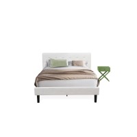Nl19Q-1Ha12 2 Pc Queen Bed Set - 1 Queen Bed White Velvet Fabric Headboard And 1 Night Stand - Clover Green Finish Nightstand