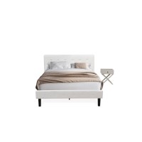 Nl19Q-1Ha14 2 Pc Bed Set - 1 Queen Bed White Velvet Fabric Headboard And 1 Mid Century Nightstand - Urban Gray Finish Nightstand