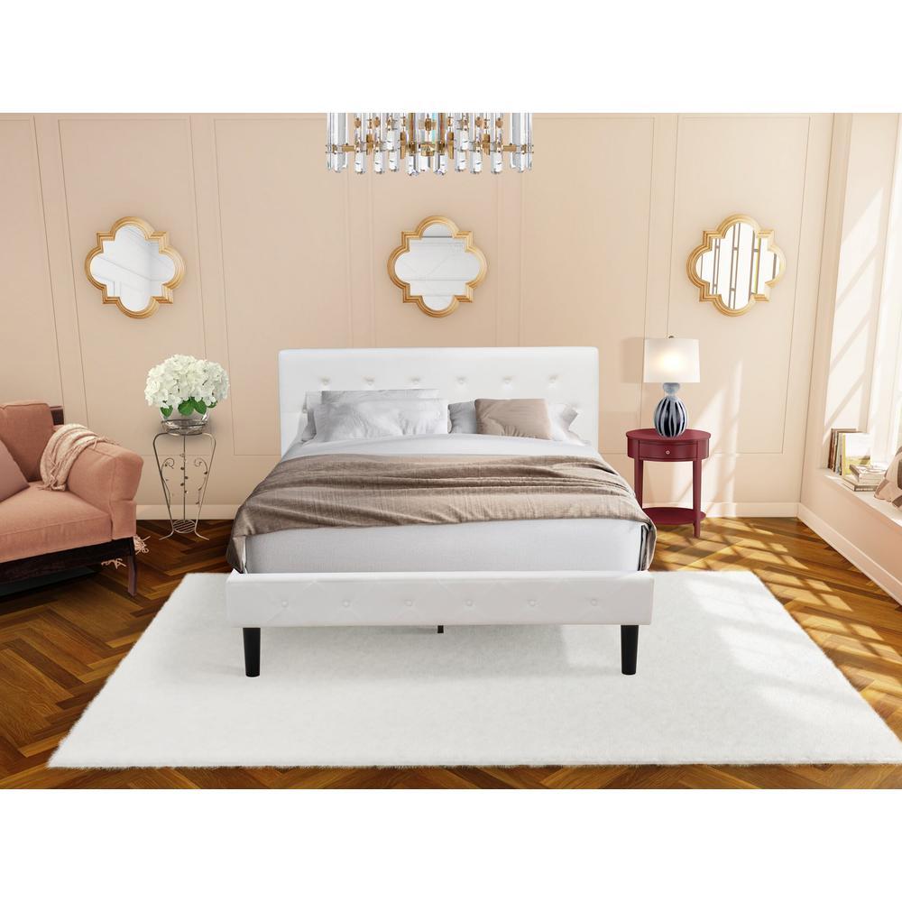 Nl19Q-1Hi13 2 Piece Bedroom Set - 1 Queen Bed White Velvet Fabric Headboard And 1 Night Stand - Burgundy Finish Nightstand