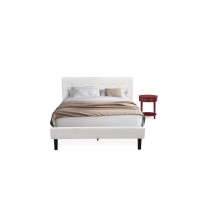 Nl19Q-1Hi13 2 Piece Bedroom Set - 1 Queen Bed White Velvet Fabric Headboard And 1 Night Stand - Burgundy Finish Nightstand