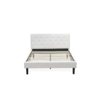 Nl19Q-2Go05 3 Pc Queen Bed Set - 1 Queen Bed Frame White Velvet Fabric Headboard And 2 Wood Night Stand - White Finish Nightstand