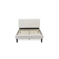 Nlf-19-F Nolan Platform Bed Frame - Button Tufted White Velvet Fabric Padded Headboard & Footboard, Black Legs, Full Size