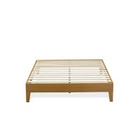 Nvp-23-F Full Platform Bed Frame With 4 Solid Wood Legs And 2 Extra Center Legs - Oak Finish