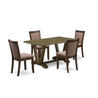 V776Mz748-5 - 5-Pc Dinette Set - 4 Dining Room Chairs And 1 Dining Table (Distressed Jacobean Finish)
