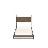 Wilson Metal Platform Bed With 4 Metal Legs - Lavish Bed In Powder Coating Black Color And Weathered Wood Laminate