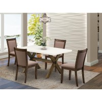 X726Mz748-5 - 5-Pc Dining Room Table Set - 4 Dining Chairs And 1 Kitchen Dining Table (Distressed Jacobean Finish)
