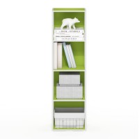 Furinno Luder Bookcase / Book / Storage, 4-Tier Cube, Green/White