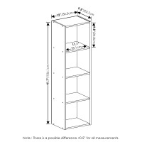 Furinno Luder Bookcase / Book / Storage, 4-Tier Cube, Pink/White