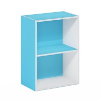 Furinno Luder Bookcase / Book / Storage, 2-Tier, Light Blue/White