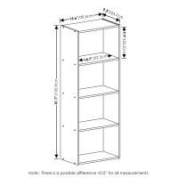 Furinno Luder Bookcase / Book / Storage, 4-Tier, French Oak