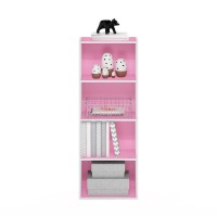 Furinno Luder Bookcase / Book / Storage, 4-Tier, Pink/White