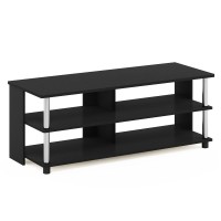 Furinno Sully 3-Tier Tv Stand For Tv Up To 48, Americano, Stainless Steel Tubes