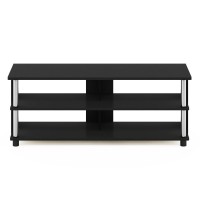 Furinno Sully 3-Tier Tv Stand For Tv Up To 48, Americano, Stainless Steel Tubes