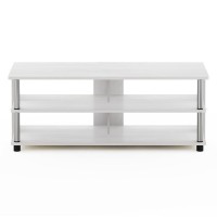 Furinno Sully 3-Tier Tv Stand For Tv Up To 48, White Oak, Stainless Steel Tubes