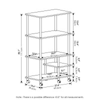 Furinno Turn-N-Tube 4-Tier Toolless Kitchen Storage Shelf Cart, Columbia Walnut/Black