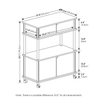 Furinno Turn-N-Tube Toolless Storage Cart With Cabinet, Americano/Black