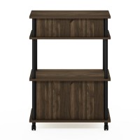 Furinno Turn-N-Tube Toolless Storage Cart With Cabinet, Columbia Walnut/Black