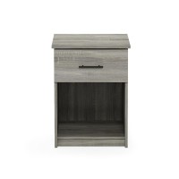 Furinno Tidur Nightstand With Handle With One Drawer, French Oak Grey