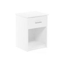 Furinno Tidur Nightstand With Handle With One Drawer, Solid White