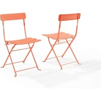 Karlee 3Pc Indoor/Outdoor Metal Bistro Set Coral - Bistro Table & 2 Chairs