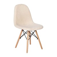 Zula Modern Padded Armless Faux Sherpa Accent Chair With Beechwood Legs In Off-White
