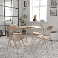 5 Piece Tan Folding Card Table And Chair Set