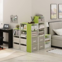 Furinno Luder 3-Tier Open Shelf Bookcase, Green/White