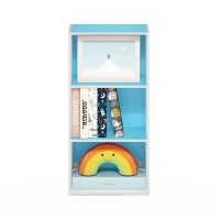 Furinno Luder 3-Tier Open Shelf Bookcase, Light Blue/White