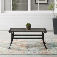 Dahlia Outdoor Metal And Wicker Coffee Table Matte Black/Brown