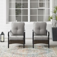 Dahlia 2Pc Outdoor Metal And Wicker Armchair Set Taupe/Matte Black - 2 Armchairs