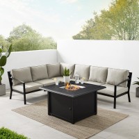 Clark 5Pc Outdoor Metal Sectional Set Taupe/Matte Black