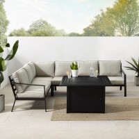 Clark 5Pc Outdoor Metal Sectional Set Taupe/Matte Black