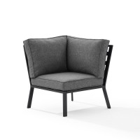 Clark Outdoor Metal Sectional Corner Chair Charcoal/Matte Black