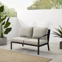 Clark Outdoor Metal Sectional Right Side Loveseat Taupe/Matte Black