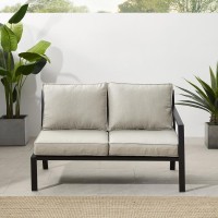 Clark Outdoor Metal Sectional Right Side Loveseat Taupe/Matte Black