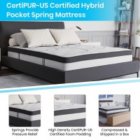 Tribeca Queen Size Tufted Upholstered Platform Bed In Beige Fabric With 10 Inch Certipur-Us Certified Pocket Spring Mattress