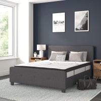 Tribeca Queen Size Tufted Upholstered Platform Bed In Dark Gray Fabric With 10 Inch Certipur-Us Certified Pocket Spring Mattress