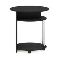 Furinno Jaya Simple Design Oval End Table, Americano, Stainless Steel Tubes