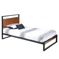 Better Home Products Maximo Metal And Wood Platform Bed Frame Twin Brown Oak