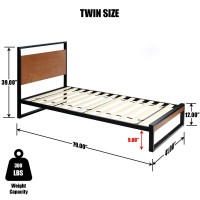 Better Home Products Maximo Metal And Wood Platform Bed Frame Twin Brown Oak