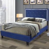 Better Home Products Monica Velvet Upholstered Full Platform Bed In Blue