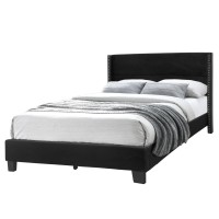 Better Home Products Giulia Queen Black Velvet Upholstered Platform Panel Bed
