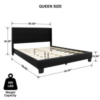 Better Home Products Giulia Queen Black Faux Leather Upholstered Platform Bed