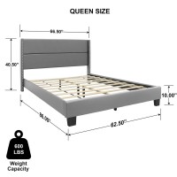 Better Home Products Giulia Queen Gray Faux Leather Upholstered Platform Bed